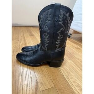 Dan Post Black Leather Cowboy Boots, Style DPC3001 Youth Size 4.5